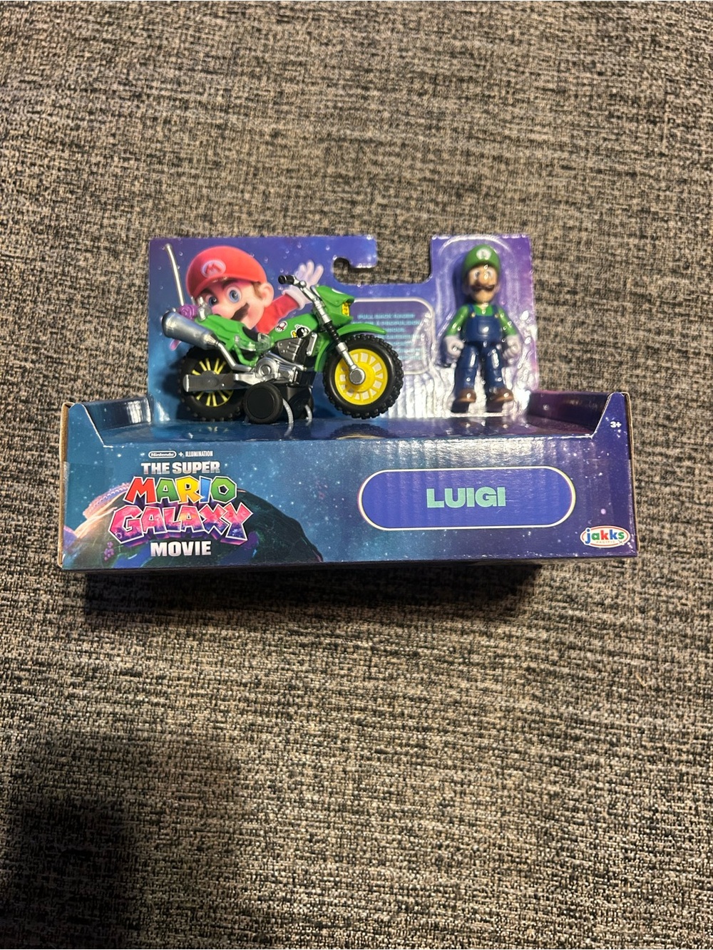Super Mario Movie Luigi Pull Back Racer Motorcycle Figure Jakks Nintendo Toy